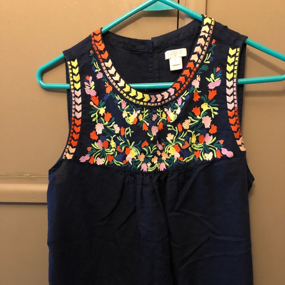 Navy blue embroidered shell